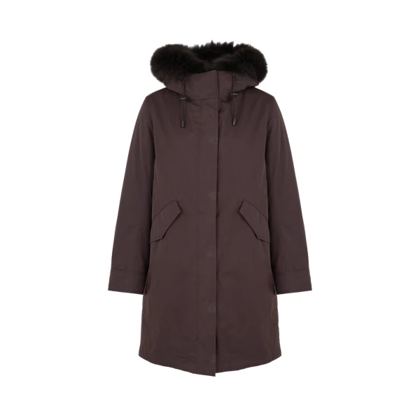 Long Iconic Parka with Fox and Rabbit Fur in Brown