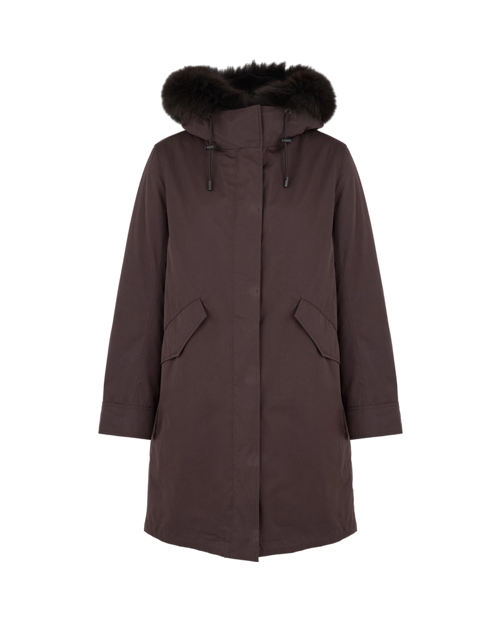 Yves Salomon Long Iconic Parka with Fox and Rabbit Fur in Brown Yves Salomon Long Iconic Parka with Fox and Rabbit Fur in Brown | Women | Luxury Shoes
