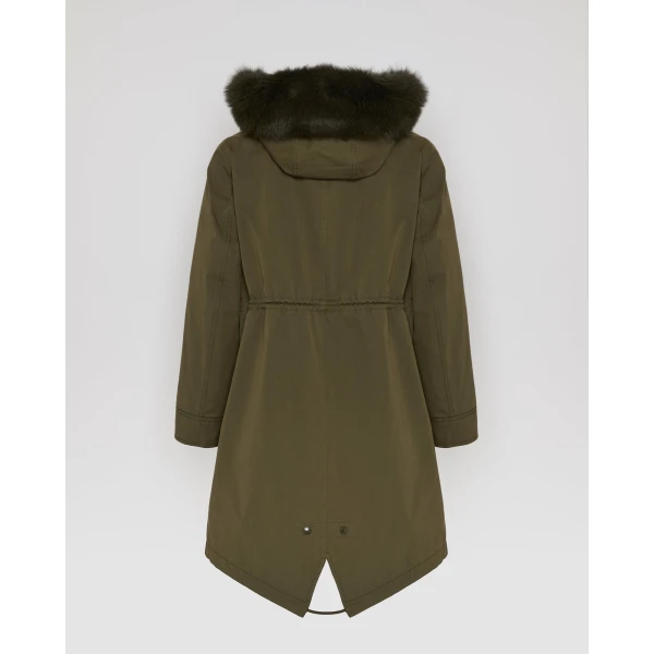 Yves Salomon Long Iconic Parka with Fox and Rabbit Fur in Dark Khaki | Coats | Luxury Shoes 