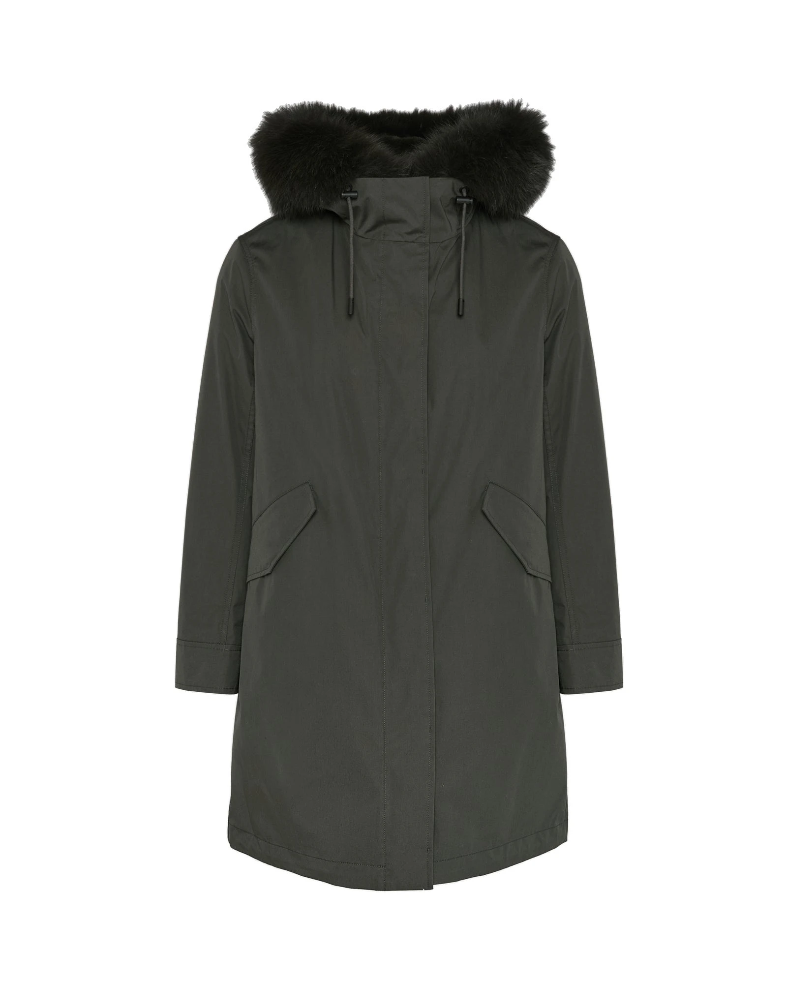 Yves Salomon Long Iconic Parka with Fox and Rabbit Fur in Grey Yves Salomon Long Iconic Parka with Fox and Rabbit Fur in Grey | Women | Luxury Shoes