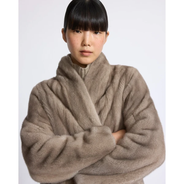 Yves Salomon Long Mink Fur Coat with Long Hair in Grey | Mink Coats | Luxury Shoes 