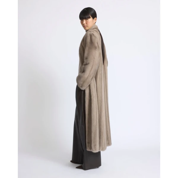Yves Salomon Long Mink Fur Coat with Long Hair in Grey | Mink Coats | Luxury Shoes 