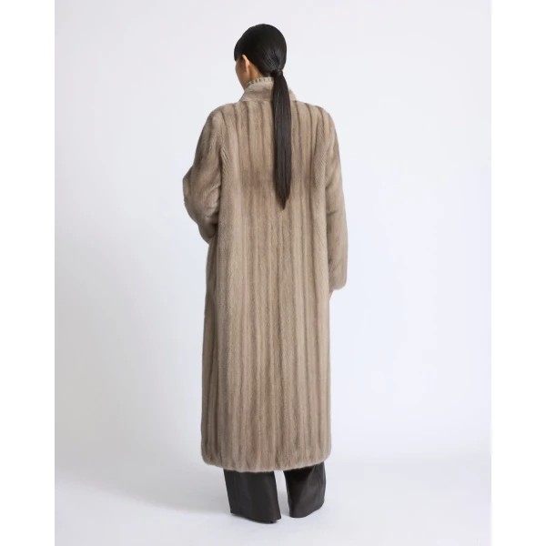 Yves Salomon Long Mink Fur Coat with Long Hair in Grey | Mink Coats | Luxury Shoes 