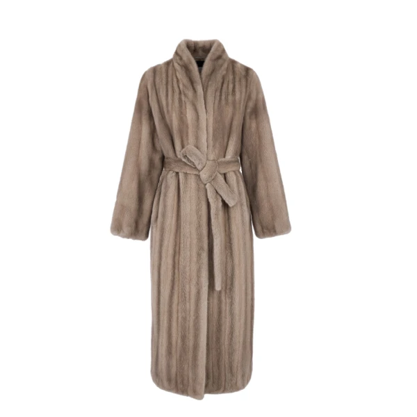Yves Salomon Long Mink Fur Coat with Long Hair in Grey | Mink Coats | Luxury Shoes 