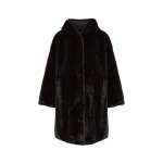 Yves Salomon Long Reversible Hooded Down Jacket in Technical Fabric and Mink in Black | Jackets | Luxury Shoes 