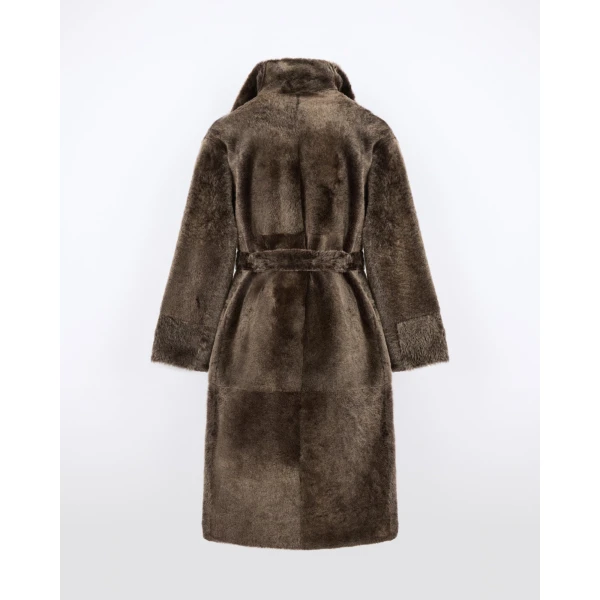 Yves Salomon Long Reversible Lacon Lambskin Shearling Coat in Brown | Shearling Coat | Luxury Shoes 