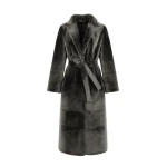Yves Salomon Long Reversible Toscana Lambskin Shearling Coat in Light Khaki | Women | Luxury Shoes 