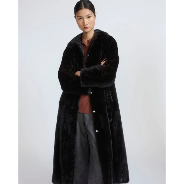 Yves Salomon Long Reversible Water-Repellent and Mink Fur Coat in Black | Coats | Luxury Shoes 