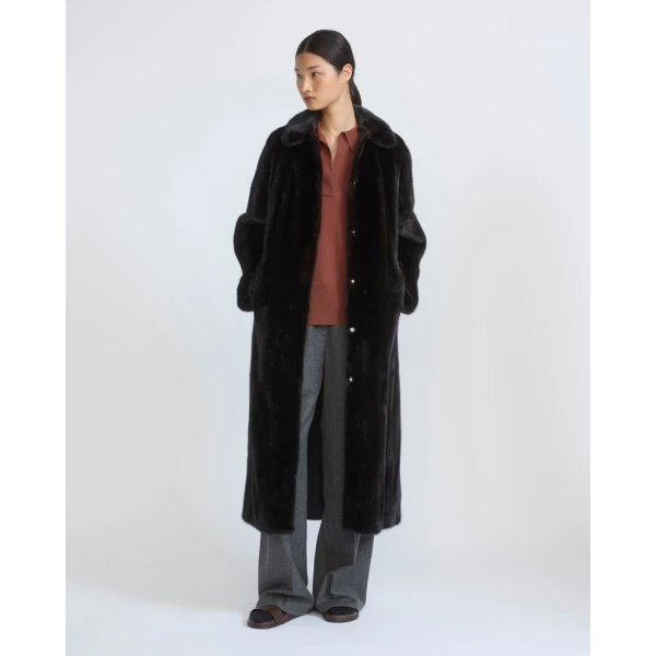 Yves Salomon Long Reversible Water-Repellent and Mink Fur Coat in Black | Coats | Luxury Shoes 