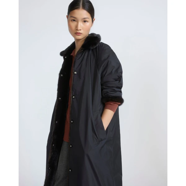 Yves Salomon Long Reversible Water-Repellent and Mink Fur Coat in Black | Coats | Luxury Shoes 