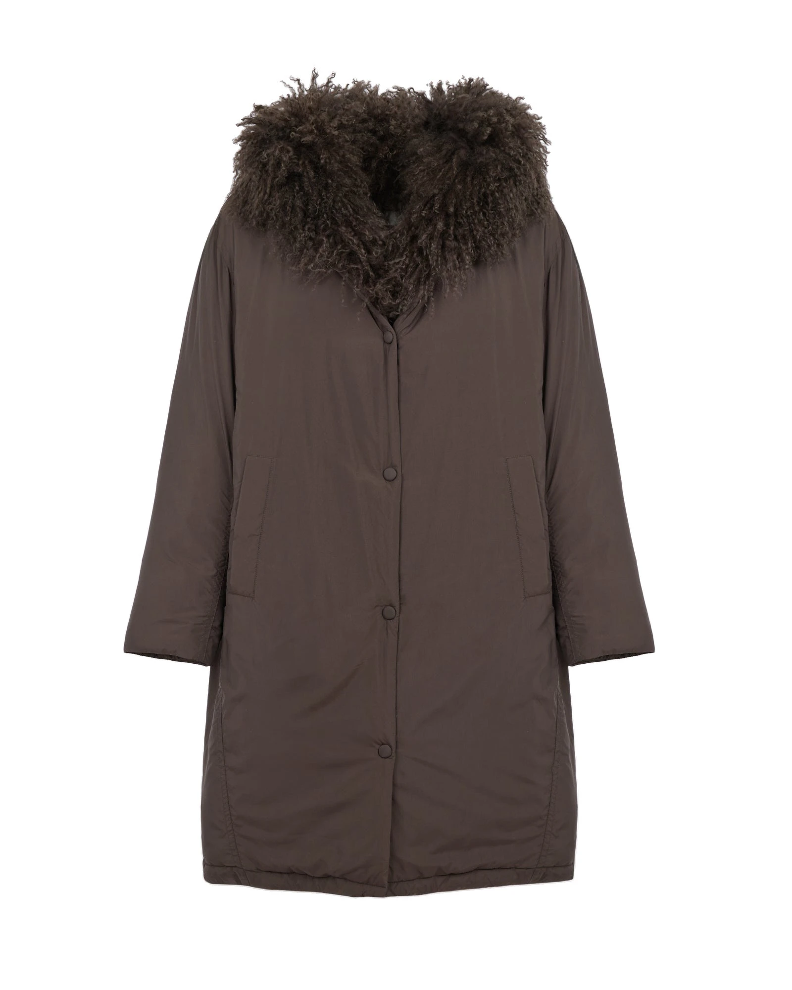 Yves Salomon Long Smooth Hooded Down Jacket with Curly Lambskin Lining in Brown Yves Salomon Long Smooth Hooded Down Jacket with Curly Lambskin Lining in Brown | Coats | Luxury Shoes