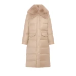 Yves Salomon Long Straight Down Jacket with Detachable Fox Fur Collar in Beige | Coats | Luxury Shoes 