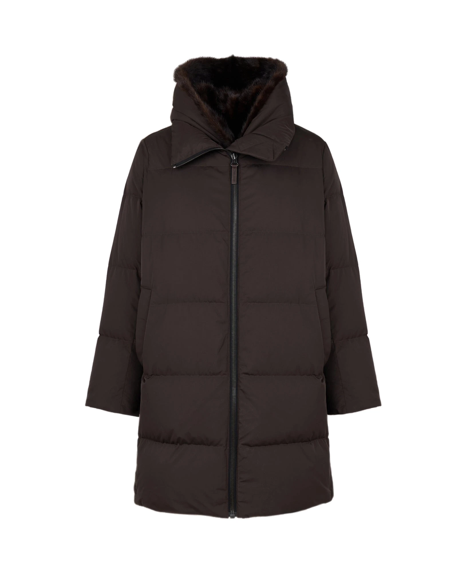 Yves Salomon Long Water-Repellent Down Jacket with Mink Fur Bib in Brown Yves Salomon Long Water-Repellent Down Jacket with Mink Fur Bib in Brown | Coats | Luxury Shoes