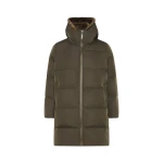 Yves Salomon Long Water-Repellent Down Jacket with Mink Fur Bib in Khaki | Coats | Luxury Shoes 