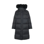 Yves Salomon Long Waterproof Down Jacket with Lambskin Hood Trim in Black | Coats | Luxury Shoes 