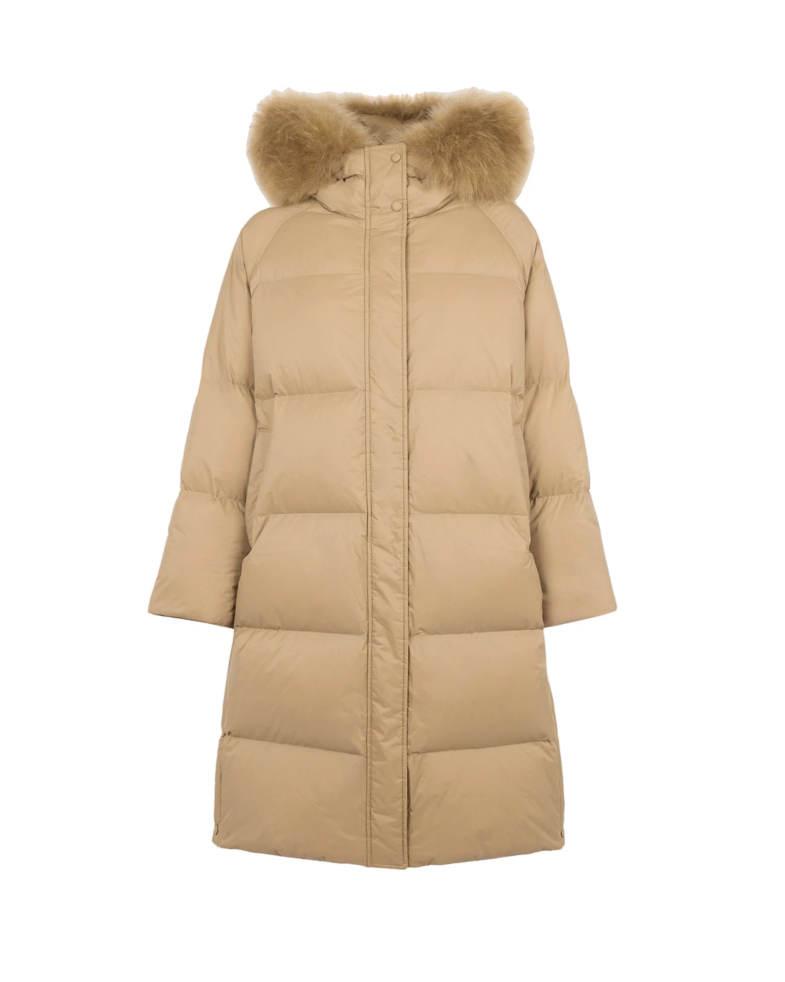 Yves Salomon Long Waterproof Down Jacket with Lambskin Hood Trim in Camel Yves Salomon Long Waterproof Down Jacket with Lambskin Hood Trim in Camel | Coats | Luxury Shoes
