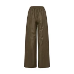 Yves Salomon Loose Fit Flannel Trousers with Elasticated Waistband in Brown | Wide leg pants | Luxury Shoes 