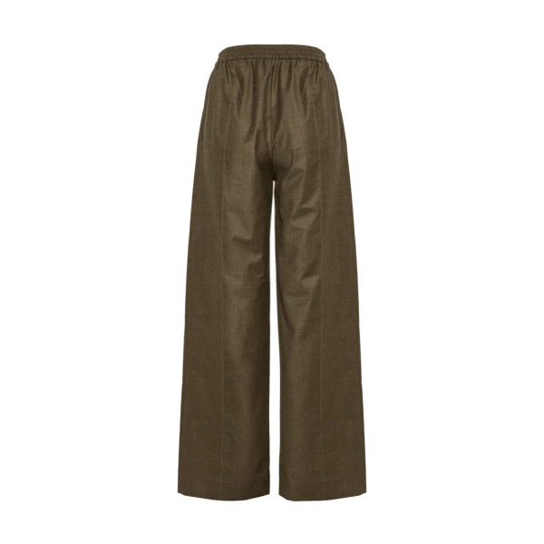 Loose Fit Flannel Trousers with Elasticated Waistband in Brown