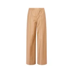 Yves Salomon Loose Fit Flannel Trousers with Elasticated Waistband in Camel | Women | Luxury Shoes 