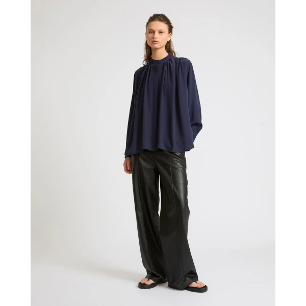 Yves Salomon Loose Lambskin Leather Trousers in Black | Wide leg pants | Luxury Shoes 