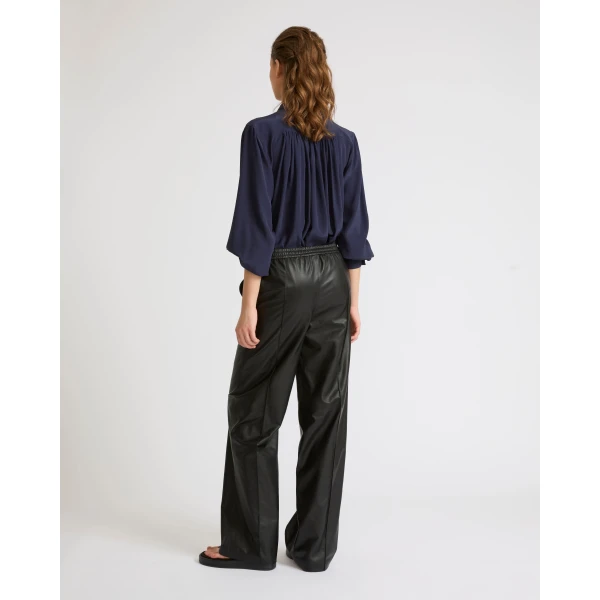 Yves Salomon Loose Lambskin Leather Trousers in Black | Wide leg pants | Luxury Shoes 