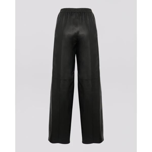 Yves Salomon Loose Lambskin Leather Trousers in Black | Wide leg pants | Luxury Shoes 