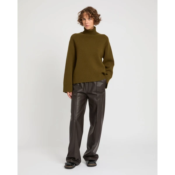 Yves Salomon Loose Lambskin Leather Trousers in Brown | Wide leg pants | Luxury Shoes 