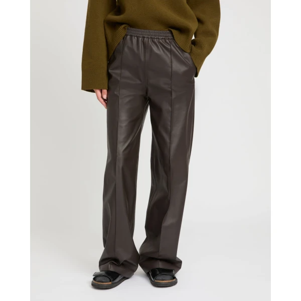 Yves Salomon Loose Lambskin Leather Trousers in Brown | Wide leg pants | Luxury Shoes 