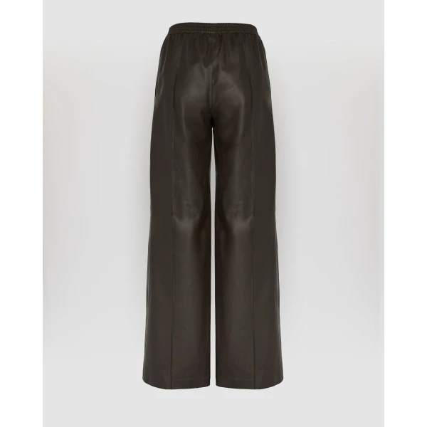 Yves Salomon Loose Lambskin Leather Trousers in Brown | Wide leg pants | Luxury Shoes 