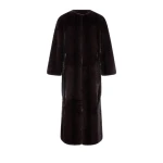 Yves Salomon Maxi Belted Coat in Long-Haired Mink Fur in Bordeaux | Mink Coats | Luxury Shoes 