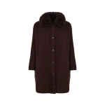 Yves Salomon Merino Knit Coat with Cashmere Lambskin Collar in Brown | Shearling Coat | Luxury Shoes 
