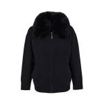 Yves Salomon Merino Knit Jacket with Fox Fur Collar in Black | Jackets | Luxury Shoes 