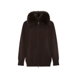 Yves Salomon Merino Knit Jacket with Fox Fur Collar in Brown | Jackets | Luxury Shoes 