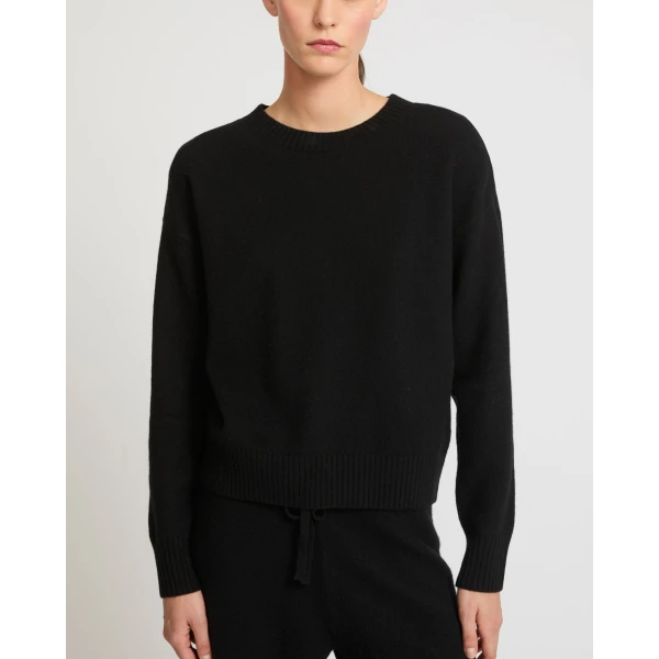 Yves Salomon Merino Knit Jumper in Black | Sweaters | Luxury Shoes 