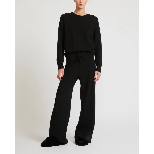 Yves Salomon Merino Knit Jumper in Black | Sweaters | Luxury Shoes 