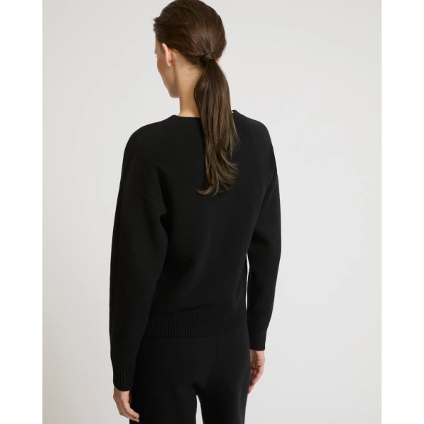Yves Salomon Merino Knit Jumper in Black | Sweaters | Luxury Shoes 