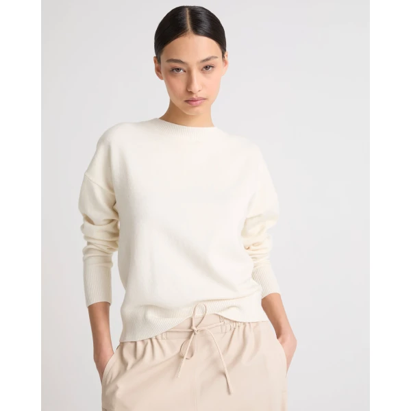 Yves Salomon Merino Knit Jumper in White | Sweaters | Luxury Shoes 