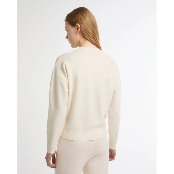 Yves Salomon Merino Knit Jumper in White | Sweaters | Luxury Shoes 