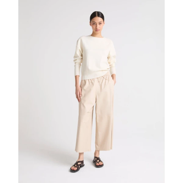 Yves Salomon Merino Knit Jumper in White | Sweaters | Luxury Shoes 