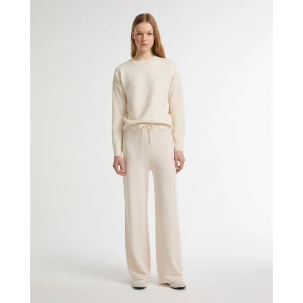Yves Salomon Merino Knit Jumper in White | Sweaters | Luxury Shoes 