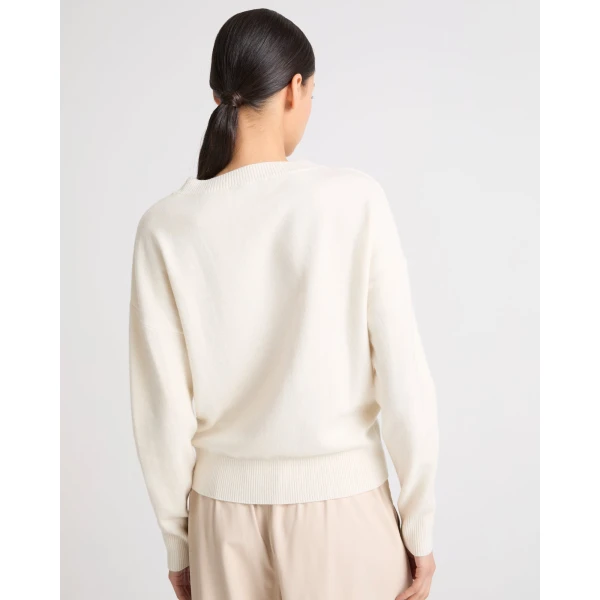 Yves Salomon Merino Knit Jumper in White | Sweaters | Luxury Shoes 