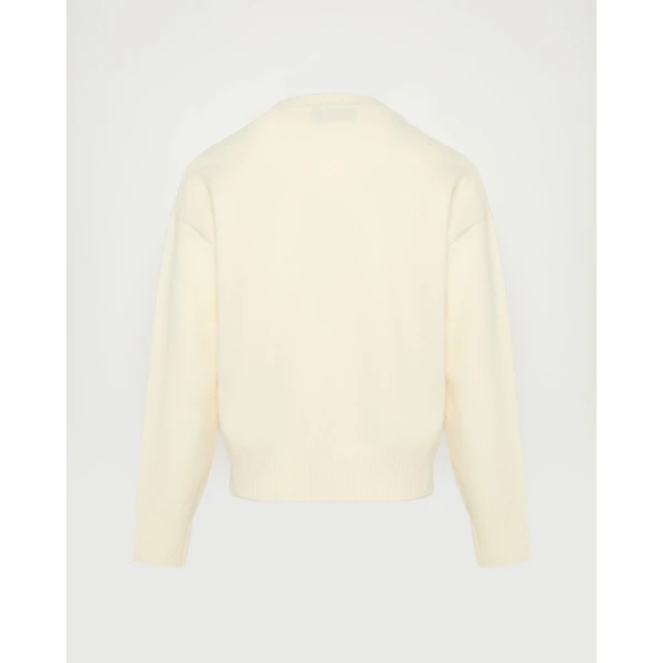 Yves Salomon Merino Knit Jumper in White | Sweaters | Luxury Shoes 