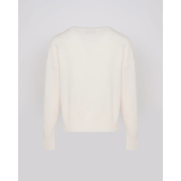 Yves Salomon Merino Knit Jumper in White | Sweaters | Luxury Shoes 