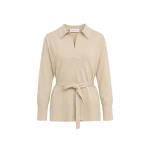 Yves Salomon Merino Knit Polo Shirt in Beige | Women | Luxury Shoes 