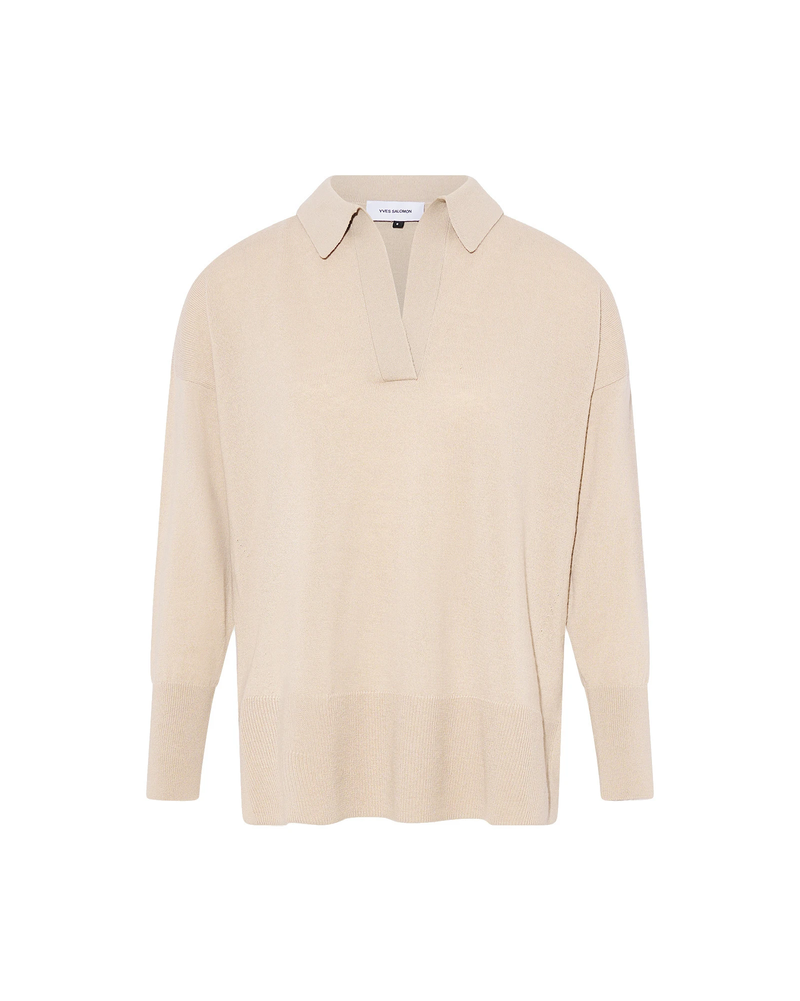 Yves Salomon Merino Knit Polo Shirt in Beige Yves Salomon Merino Knit Polo Shirt in Beige | Sweaters | Luxury Shoes