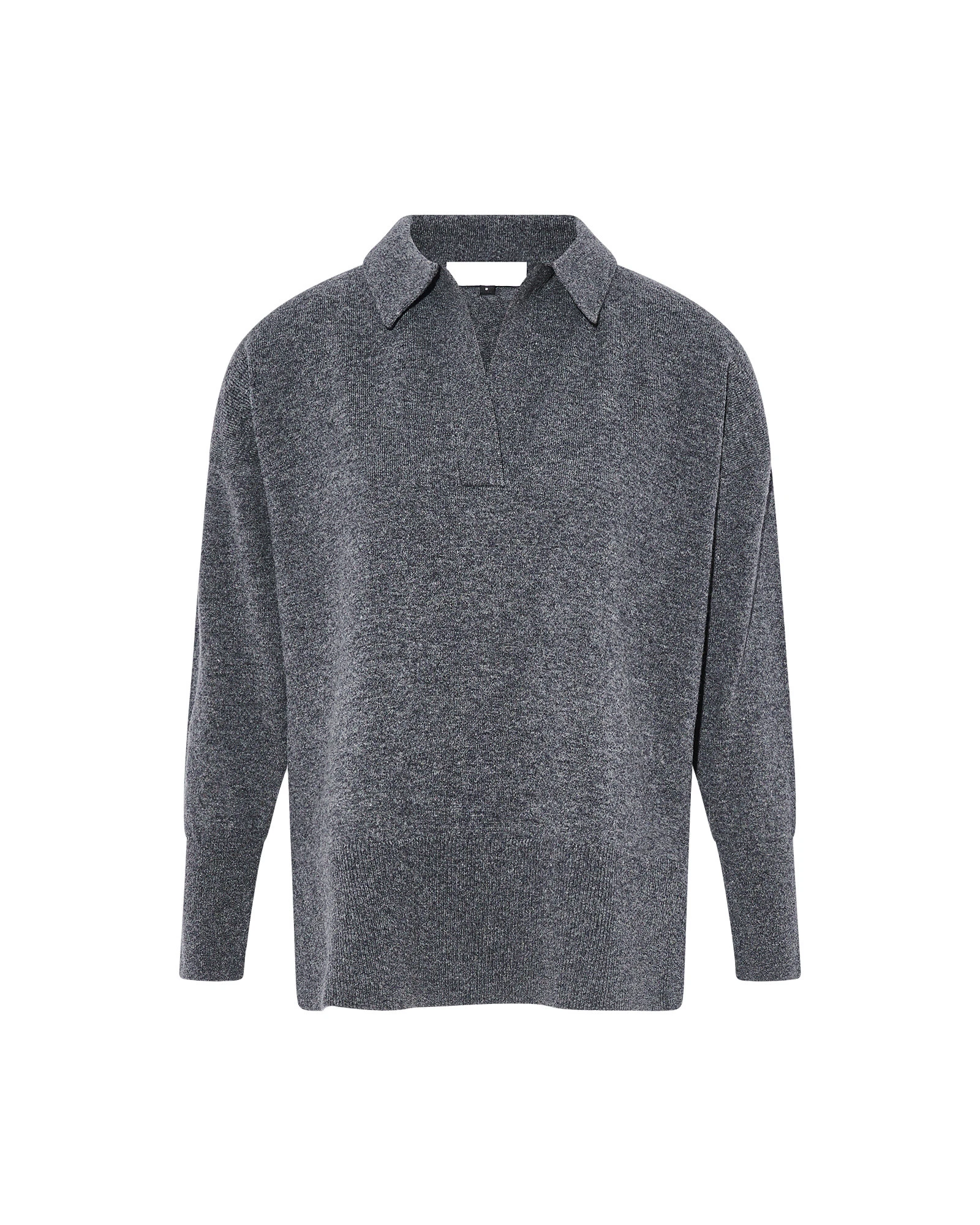 Yves Salomon Merino Knit Polo Shirt in Blue Grey Yves Salomon Merino Knit Polo Shirt in Blue Grey | Women | Luxury Shoes