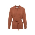 Yves Salomon Merino Knit Polo Shirt in Brown | Women | Luxury Shoes 