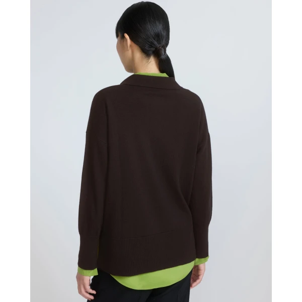Yves Salomon Merino Knit Polo Shirt in Brown | Sweaters | Luxury Shoes 