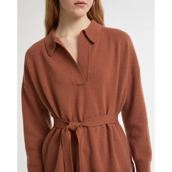 Yves Salomon Merino Knit Polo Shirt in Brown | Sweaters | Luxury Shoes 