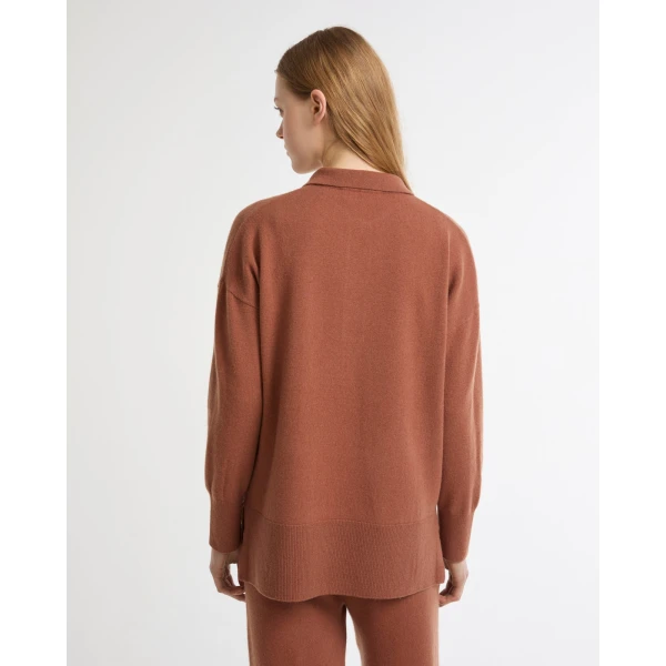 Yves Salomon Merino Knit Polo Shirt in Brown | Sweaters | Luxury Shoes 